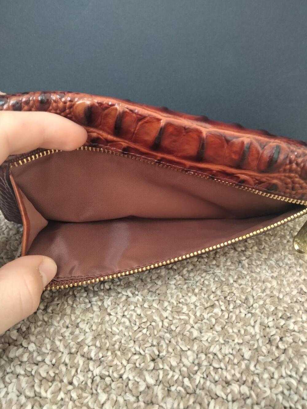 Brahim Cordelia Croc Embossed Wallet Leather Trifold - Pecan Melbourne - Picture 9 of 9